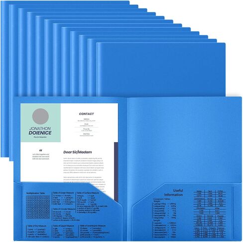 Gueevin 24 PCS مجلدات بلاستيكية مع جيوب 11.6 × 9.5 بوصة اثنين من جيب المجلد الملاءمة حجم بطاقة العمل الثقيلة مصممة لطلاب المدارس موظفي مكتب الحافلات (الأزرق) in Saudi Arabia