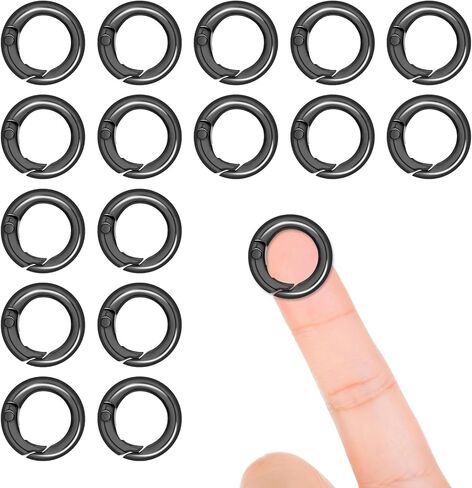 Larrel 12pcs Small Spring O Ring Clip Ring Rings Small Key Rings Round Snap Buckle Micro Bey Rings Bulk Black Metal keychain Clip Clip Snap DIY Accessories for Keyrings Buckle Pass (Black ، 11mm) in Kuwait