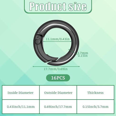 Larrel 12pcs Small Spring O Ring Clip Ring Rings Small Key Rings Round Snap Buckle Micro Bey Rings Bulk Black Metal keychain Clip Clip Snap DIY Accessories for Keyrings Buckle Pass (Black ، 11mm) in Kuwait