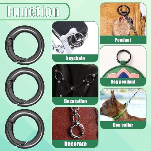 Larrel 12pcs Small Spring O Ring Clip Ring Rings Small Key Rings Round Snap Buckle Micro Bey Rings Bulk Black Metal keychain Clip Clip Snap DIY Accessories for Keyrings Buckle Pass (Black ، 11mm) in Kuwait