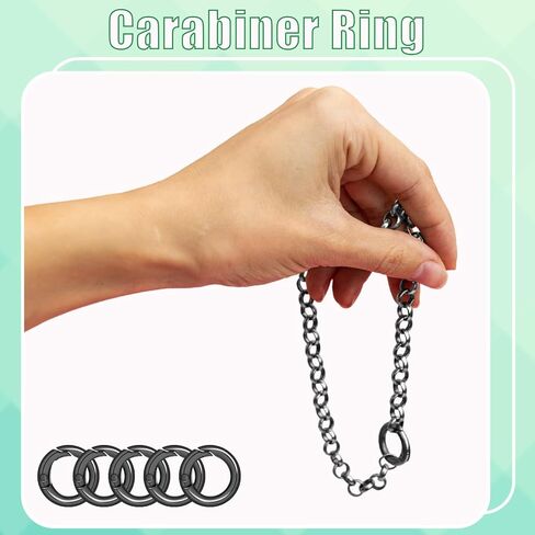 Larrel 12pcs Small Spring O Ring Clip Ring Rings Small Key Rings Round Snap Buckle Micro Bey Rings Bulk Black Metal keychain Clip Clip Snap DIY Accessories for Keyrings Buckle Pass (Black ، 11mm) in Kuwait