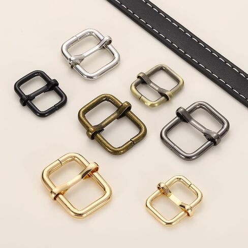 uxcell Metal Roller Buckle, Adjustable Tri-Glides Slide Buckles Strap Belt Keeper with Movable Bar for Bag Purse Making in Saudi Arabia