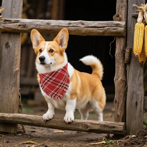 Ptdecor Fall Dog Bandanas مع حواف الشرابات ، وشاح البرتقالي والبني منقوش ، عيد الشكر عيد الشكر باندانا ، عصابات مثلث قابلة للانعكاس للقطط الصغيرة للكلاب (صغيرة) in Kuwait