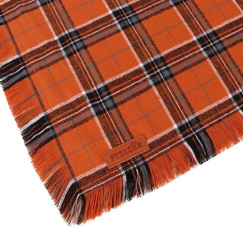 Ptdecor Fall Dog Bandanas مع حواف الشرابات ، وشاح البرتقالي والبني منقوش ، عيد الشكر عيد الشكر باندانا ، عصابات مثلث قابلة للانعكاس للقطط الصغيرة للكلاب (صغيرة) in Kuwait