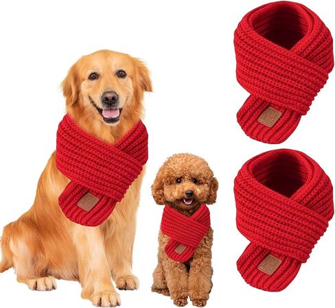 Dog Scarf, 2 Pack Dog Warm Bandanas, Christmas Winter Holiday Decoration Scarf for Small Medium Large Dogs (Red, Green) (red&red) in Saudi Arabia