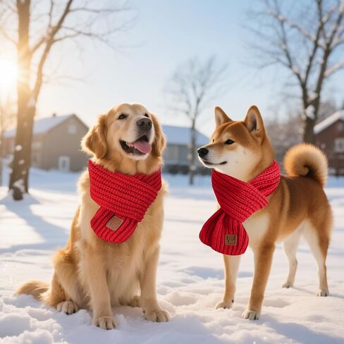 Dog Scarf, 2 Pack Dog Warm Bandanas, Christmas Winter Holiday Decoration Scarf for Small Medium Large Dogs (Red, Green) (red&red) in Saudi Arabia