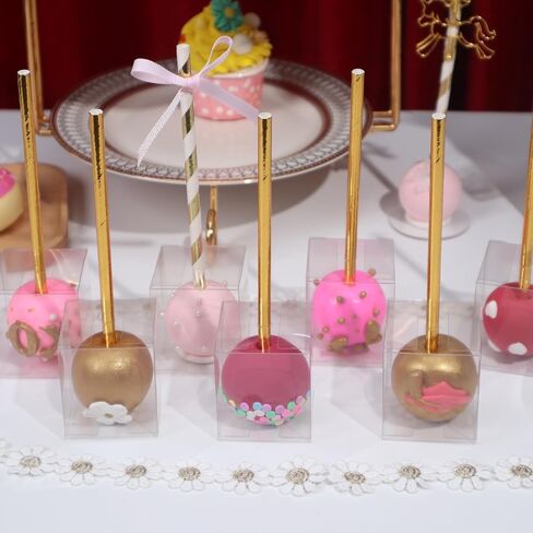 50Pcs 1.75" x 1.75" x 2" Single Clear Cake Pop Boxes Packaging with Hole Small Plastic Clear Treat Boxes for Wedding Favors Party Valentine's Halloween Easter Father's Mother's Day in Kuwait