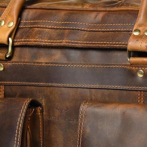 Tan Leather Laptop Bag for Men & Women – 15 Inch Full Grain Cowhide Briefcase with Cotton Poly Drill Lining, Brass Buckles, Brass Zipper, Leather Strap in Saudi Arabia