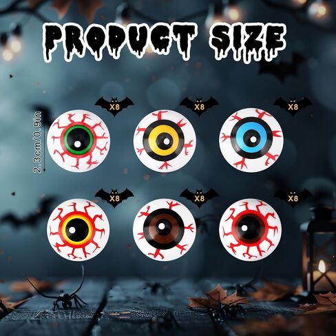 BOXOB 48pcs Semicircle Halloween Eyeballs, Plastic Halloween Scary Fake Eyeballs Realistic Bloodshot Eyeball for DIY Crafts Party Decor Doll Accessories in Saudi Arabia