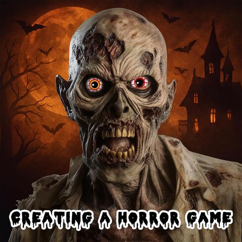 BOXOB 48pcs Semicircle Halloween Eyeballs, Plastic Halloween Scary Fake Eyeballs Realistic Bloodshot Eyeball for DIY Crafts Party Decor Doll Accessories in Saudi Arabia