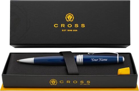 Dayspring Pens Personalized Cross Bailey Medalist Ballpoint Pen - Chrome with Gold Trim | Luxury Engraved Pen, Customized Pens for Men, Women, Executive Business Milestone or Graduation Gift-Black Ink in Kuwait