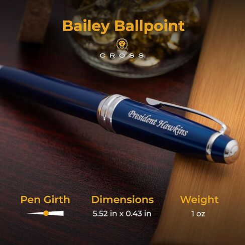 Dayspring Pens Personalized Cross Bailey Medalist Ballpoint Pen - Chrome with Gold Trim | Luxury Engraved Pen, Customized Pens for Men, Women, Executive Business Milestone or Graduation Gift-Black Ink in Kuwait