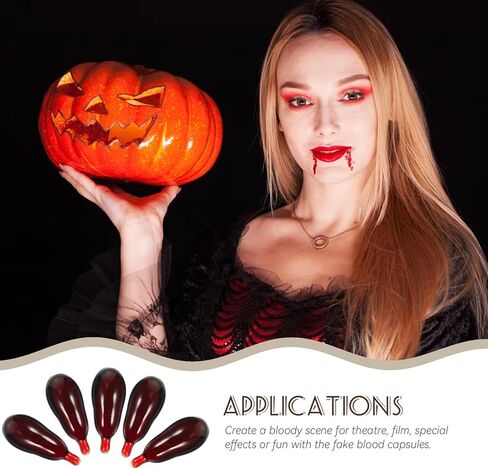 30pcs Fake Blood Pill Vampire Capsules - Realistic Fake Blood Capsules Halloween Bloody Pills Trick Toy for Cosplay Masquerade Special Effects in Saudi Arabia
