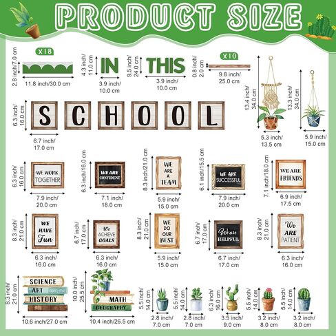 Funrous Bookshelf Bulletin Board Set Plant Motivational Classroom Decor Library Bulletin Board Succulent Cactus Cutouts Greenery Border Trim for Back to School Preschool Elementary Wall Door Supplies in Saudi Arabia