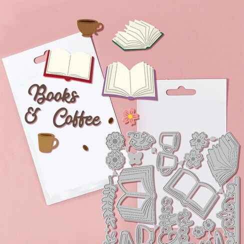 GLOBLELAND Books Flowers Cutting Dies for DIY Scrapbooking Metal Coffee Cut Dies Die Cuts for Card Making Embossing Photo Album Craft Decor in Saudi Arabia