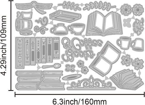 GLOBLELAND Books Flowers Cutting Dies for DIY Scrapbooking Metal Coffee Cut Dies Die Cuts for Card Making Embossing Photo Album Craft Decor in Saudi Arabia