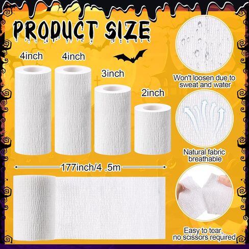 Amylove 5 Pcs Halloween Mummy Dog Costume Set Include 4 Mummy Bandage Wrap and 1 Pumpkin Candy Bag Halloween Pet Cosplay Costume Adhesive Stretch Gauze Bandage with Trick or Treat Bucket for Pets in Saudi Arabia