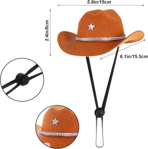 مجموعة أزياء رعاة البقر للكلاب Cat Pet Mini Cowboy Hat نظارة شمسية مع Bandana لـ Halloween Holiday Party Cosplay (Brown) in Kuwait