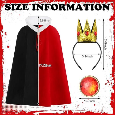 Halloween Dog Queen Costume Set Red Black Cape with Crown Brooch Large Medium Small Dog Outfit for Party Cosplay in Saudi Arabia