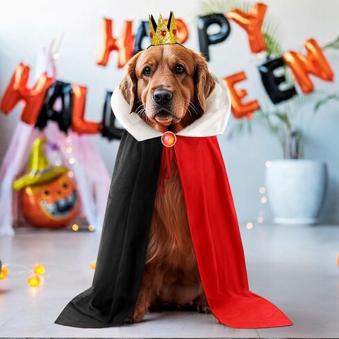 Halloween Dog Queen Costume Set Red Black Cape with Crown Brooch Large Medium Small Dog Outfit for Party Cosplay in Saudi Arabia