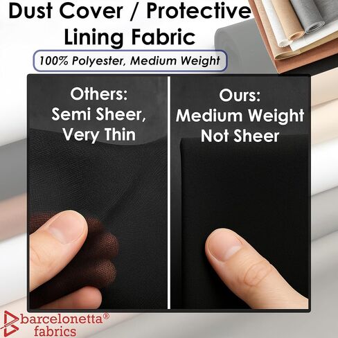 Barcelonetta | Dust Cover Fabric | 60" Wide | Easy to Staple | Replacement for Furniture Underside, Bookbinding, Lining | Medium Weight, Breathing | Upholstery Backing (Black, 1 Yard) in Kuwait