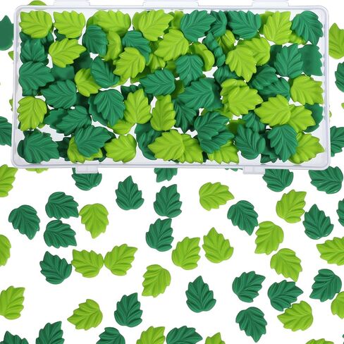 Piriuuo 100 PCS يترك سحر الراتنج ، سحر الوحل راتنجات أخضر يترك راتنجات لطيفة سحر زخرفة زخرفة لسيارة دبوس الشعر. in Saudi Arabia