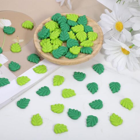 Piriuuo 100 PCS يترك سحر الراتنج ، سحر الوحل راتنجات أخضر يترك راتنجات لطيفة سحر زخرفة زخرفة لسيارة دبوس الشعر. in Saudi Arabia