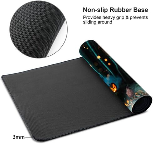 المكتب حصيرة هالوين القرع على دارك غابة مكتب لوحة كبيرة من لوحة الماوس mousepad الموسعة XXL لوحة المفاتيح وسادة 35.4 × 15.7 in Kuwait