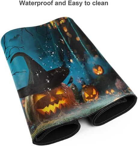 المكتب حصيرة هالوين القرع على دارك غابة مكتب لوحة كبيرة من لوحة الماوس mousepad الموسعة XXL لوحة المفاتيح وسادة 35.4 × 15.7 in Kuwait