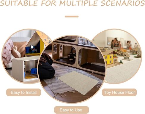 3Pcs Self-Adhesive Miniature Dollhouse Flooring, Peel and Stick Pink Tile Stickers for 1:12 Mini House Decor, 11.73 X 8.26 Inch in Saudi Arabia