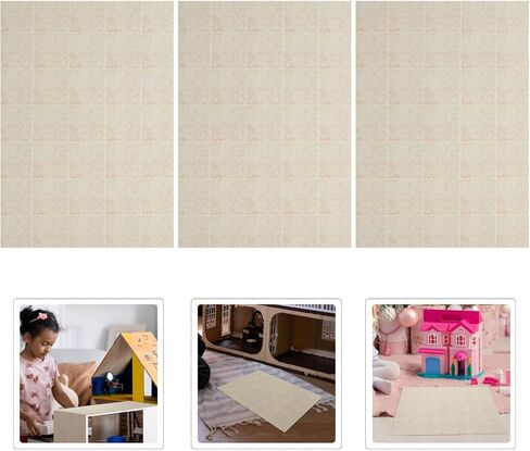 3Pcs Self-Adhesive Miniature Dollhouse Flooring, Peel and Stick Pink Tile Stickers for 1:12 Mini House Decor, 11.73 X 8.26 Inch in Saudi Arabia