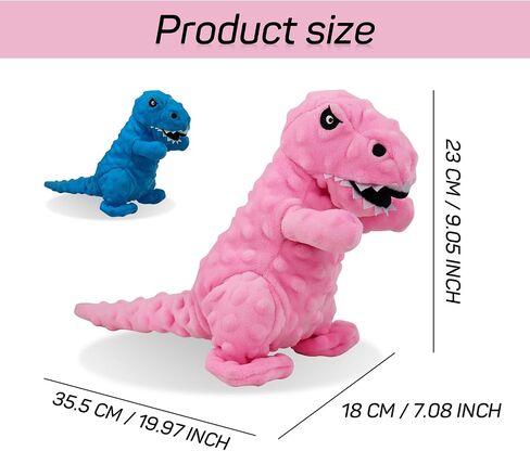 Andiker Dog Squeaky Toys, 8.66 in Plush Dogs Toy Soft Dogs Chew Toys in Dinosaur Shape for Chewing Biting Stuffed Dog Toys with a 3.93 in Squeaker and Crinkle Paper for All Puppy (Pink) in Saudi Arabia