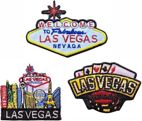 3 Pcs Las Vegas Shirt Jean Pent 6cm Iron on sew on Embroidered Patches Set in Saudi Arabia