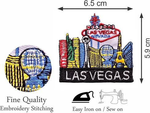 3 Pcs Las Vegas Shirt Jean Pent 6cm Iron on sew on Embroidered Patches Set in Saudi Arabia
