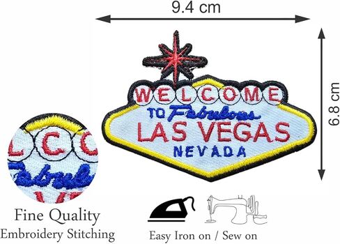 3 Pcs Las Vegas Shirt Jean Pent 6cm Iron on sew on Embroidered Patches Set in Saudi Arabia
