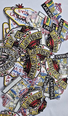 3 Pcs Las Vegas Shirt Jean Pent 6cm Iron on sew on Embroidered Patches Set in Saudi Arabia