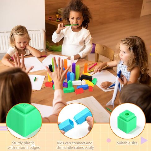 200 Pcs Blue Linking Cubes for Math Counting Cubes Manipulatives Plastic Counting Block Manipulative Classroom Learning Supplies for Educational Preschool Activities Boy Girl (Blue) in Saudi Arabia