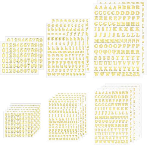 21 Sheets Small Letter Stickers, Tiny Glitter Gold Alphabet Stickers Alloy Self Adhesive Mini Gold Number Sticker Mini Letter Sticker Small Letters for Scrapbooking Nails Manicure DIY Crafts in Saudi Arabia