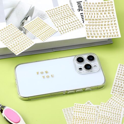 21 Sheets Small Letter Stickers, Tiny Glitter Gold Alphabet Stickers Alloy Self Adhesive Mini Gold Number Sticker Mini Letter Sticker Small Letters for Scrapbooking Nails Manicure DIY Crafts in Saudi Arabia