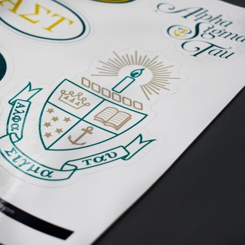 Chi Omega Sticker Sheet - Brand Focus Vinyl Sorority Stickers with Officially Licensed Designs, Removable Adhesive, 7 Stickers per Sheet, by Sorority Shop in Saudi Arabia