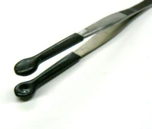 JTS Bead Pearl Holding Tweezers, Rubber Tip Coated, No Scratch, Large Tips, 6" Stainless Jewelry Tool, Silver, Compact in Saudi Arabia