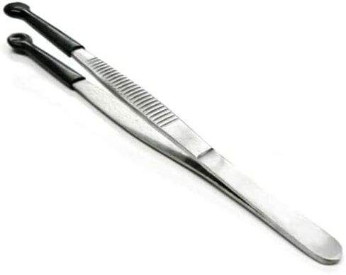 JTS Bead Pearl Holding Tweezers, Rubber Tip Coated, No Scratch, Large Tips, 6" Stainless Jewelry Tool, Silver, Compact in Saudi Arabia