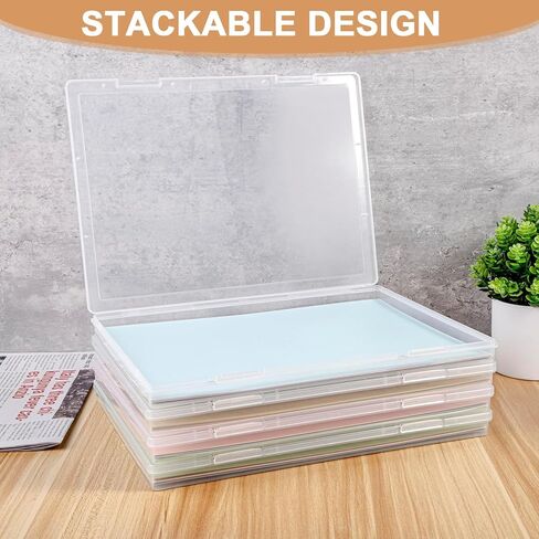 Scrapbook Paper Storage Box 12.7 x 12.4 x 1 Inch Clear Plastic Organizer for Craft Letter Paper Cardstock Documents Office School Supplies, 4 Pack in Saudi Arabia