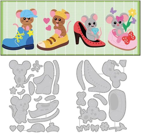 Boots Mice Cutting Dies High Heels Sneakers Card Making Die Stencil Scrapbooking Embossing Carbon Steel Template Dies for Greeting Cards Craft Album Invitation Festive Decor in Saudi Arabia