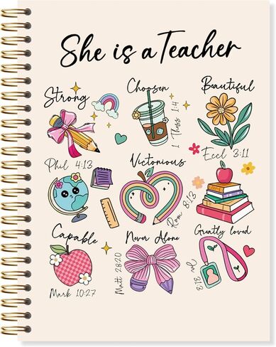 OSLYSOF Christian Teacher Spiral Notebook, Teacher Appreciation Gifts, Bible Journaling Notebooks for Note Taking, Bible Journal for Women Teachers, 5.5x8.3 Inch with 164 Pages in Saudi Arabia