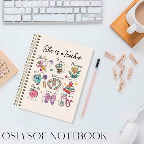 OSLYSOF Christian Teacher Spiral Notebook, Teacher Appreciation Gifts, Bible Journaling Notebooks for Note Taking, Bible Journal for Women Teachers, 5.5x8.3 Inch with 164 Pages in Saudi Arabia