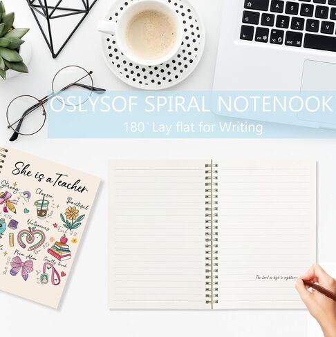 OSLYSOF Christian Teacher Spiral Notebook, Teacher Appreciation Gifts, Bible Journaling Notebooks for Note Taking, Bible Journal for Women Teachers, 5.5x8.3 Inch with 164 Pages in Saudi Arabia
