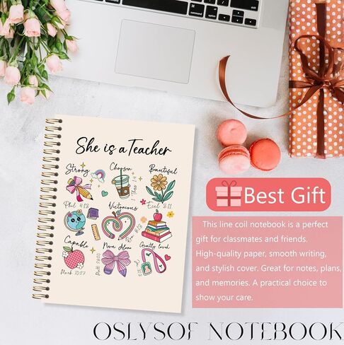 OSLYSOF Christian Teacher Spiral Notebook, Teacher Appreciation Gifts, Bible Journaling Notebooks for Note Taking, Bible Journal for Women Teachers, 5.5x8.3 Inch with 164 Pages in Saudi Arabia