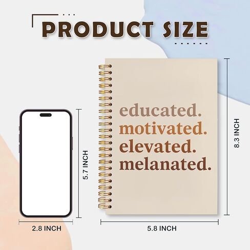 VIIJJUE Black Girl Magic Notebook, Black Women Gifts Journal, Educated Motivated Elevated Melanated Hardcover Spiral Notebooks, 5.5x8.3 Inch in Kuwait