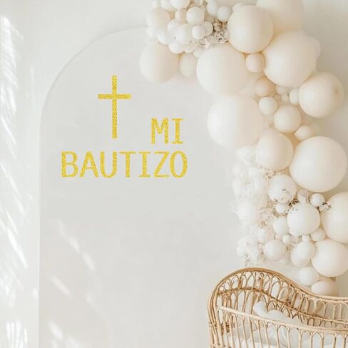 MI BAUTIZO Sign Decals for Balloon Arch, Baptism First Communion Party Decorations Wall Sticker for Christian Boy Girl Baby Shower Party Supplies in Saudi Arabia